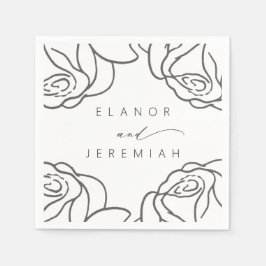 Guardanapo De Papel Casamento com Caligrafia Floral Branca Moderna