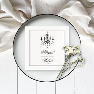 Guardanapo De Papel Casamento com candelabro branco e preto