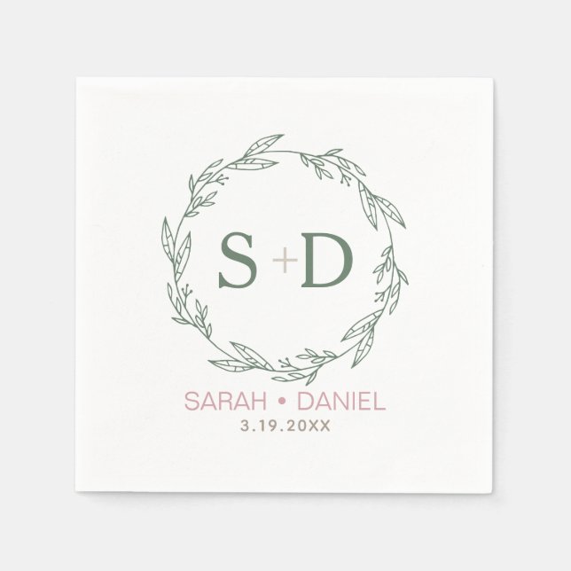 Guardanapo De Papel Casamento com Coroa de Salvia Moderna (Frente)
