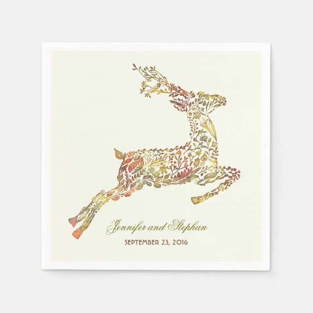 Guardanapo De Papel Casamento com Deer Fall Woodland (Frente)