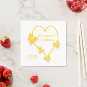 Guardanapo De Papel Casamento com Design de Coração da Borboleta Amare