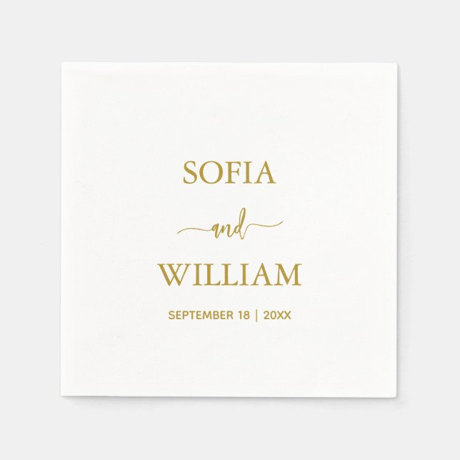 Guardanapo De Papel Casamento com Dourado Script Monograma da caligraf (Frente)