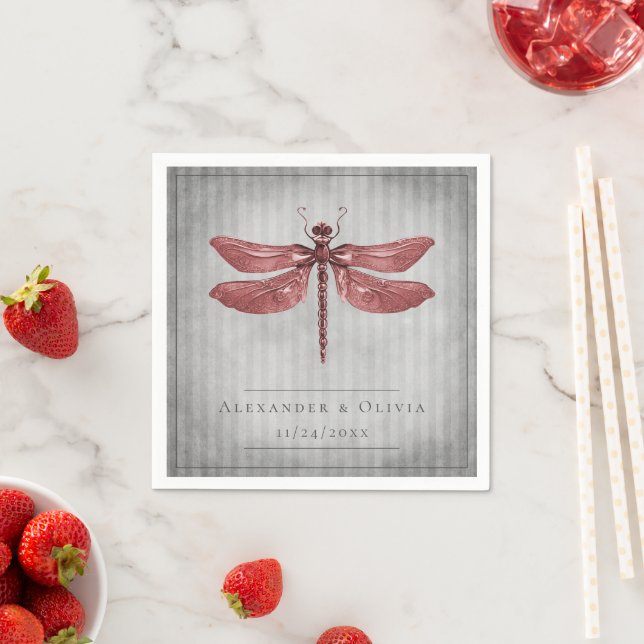 Guardanapo De Papel Casamento com Dragonfly Vermelha (Insitu)