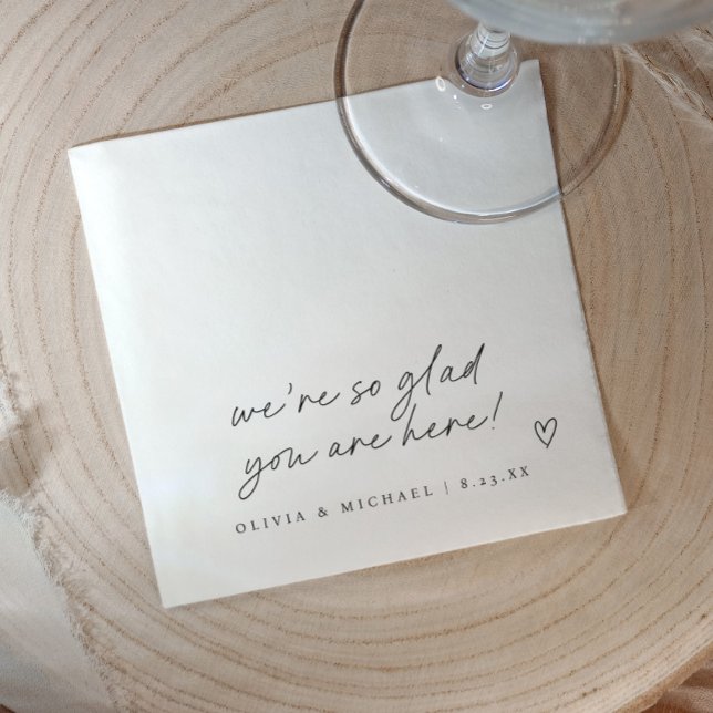 Guardanapo De Papel Casamento com estilo de nota de amor manuscrito (Love note wedding napkins in modern handwriting with heart)