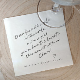 Guardanapo De Papel Casamento com estilo de nota de amor manuscrito