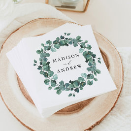 Guardanapo De Papel Casamento com Eucalipto Verde Água Moderno