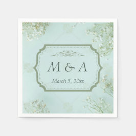 Guardanapo De Papel Casamento com Flores Brancas Pastel