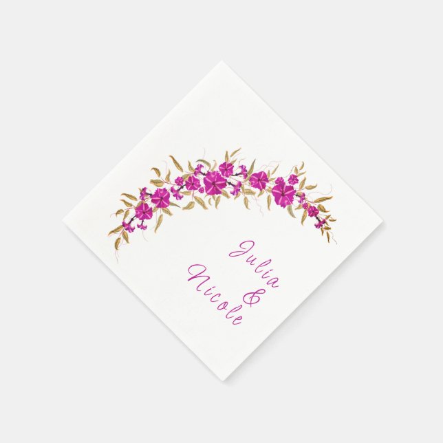 Guardanapo De Papel Casamento com Flores de Vinha de Trompete Selvagem (Canto)