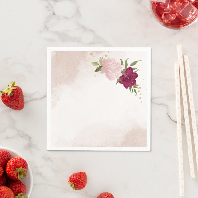 Guardanapo De Papel casamento com flores rosa magenta (Insitu)