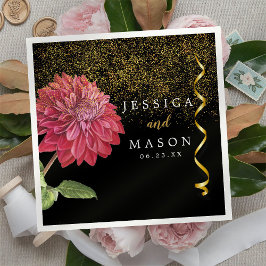 Guardanapo De Papel Casamento com Flores Vermelhas Cocktail Napkins