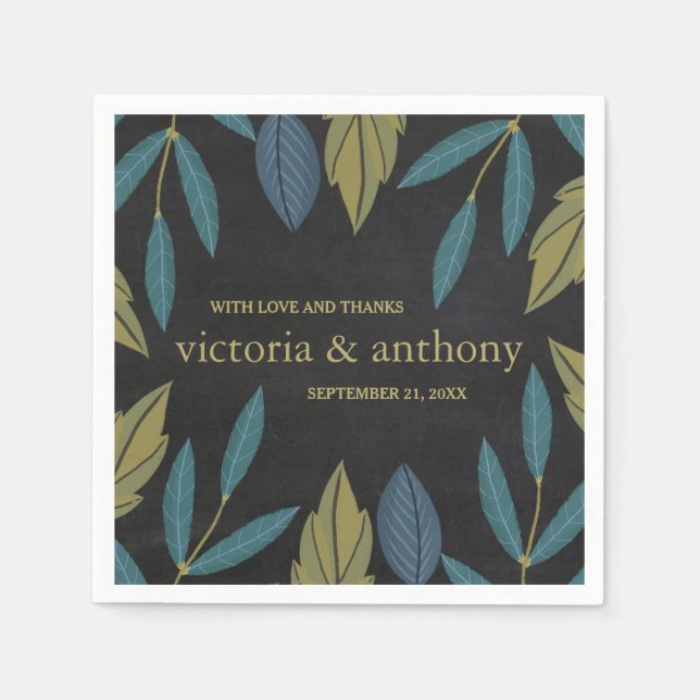 Guardanapo De Papel Casamento com Folha de Chalkboard (Frente)