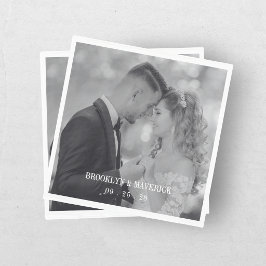 Guardanapo De Papel Casamento com Foto Preto e Branco Moderno