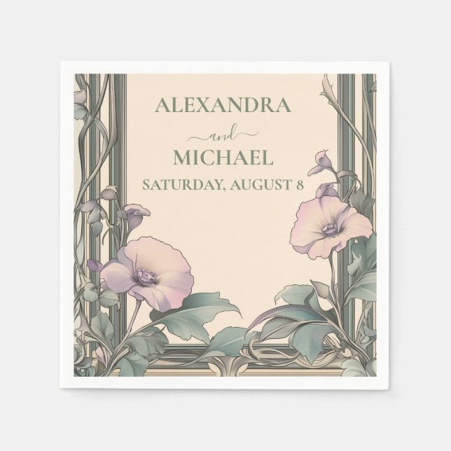 Guardanapo De Papel Casamento com Frame de Lavanda (Frente)