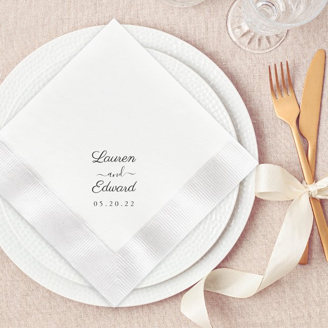 Guardanapo De Papel Casamento com Grafia Rústica Elegante (Criador carregado)