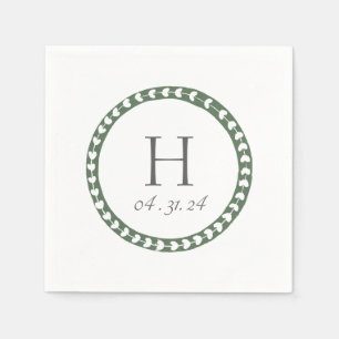 Guardanapo De Papel Casamento com Impressão Botânica Verde e Branco