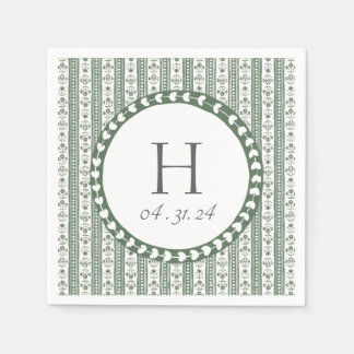 Guardanapo De Papel Casamento com Impressão Botânica Verde e Branco