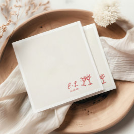 Guardanapo De Papel Casamento com iniciais vermelhas desenhadas à mão
