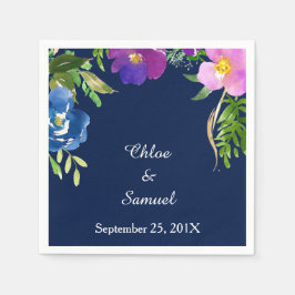 Guardanapo De Papel Casamento com Jardim Violeta Azul-marinho