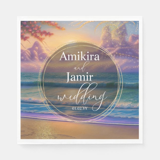 Guardanapo De Papel Casamento com Largura de Faux Faux de Fundo de Pra (Frente)