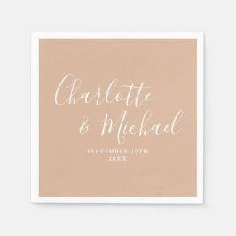 Guardanapo De Papel Casamento com Letra de Forma Elegante Bege