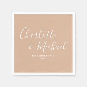 Guardanapo De Papel Casamento com Letra de Forma Elegante Bege