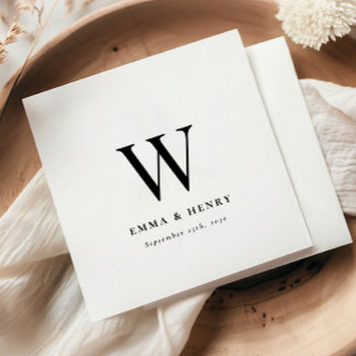 Guardanapo De Papel Casamento com Letra Inicial do Sobrenome Clássico 