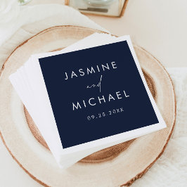 Guardanapo De Papel Casamento com Letra Moderna Azul-Marinho