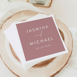Guardanapo De Papel Casamento com Letra Moderna Rosa Empoeirado