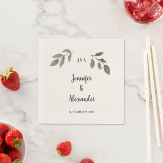 Guardanapo De Papel Casamento com monograma botânico rústico