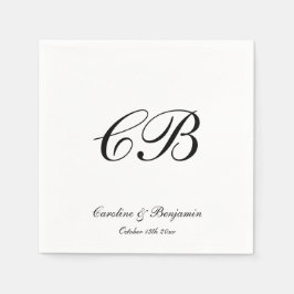 Guardanapo De Papel Casamento com Monograma Elegante em Letra de Forma