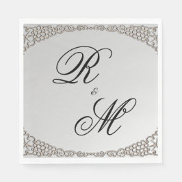 Guardanapo De Papel Casamento com Monogramas de prata elegante