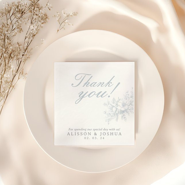 Guardanapo De Papel Casamento com o Toile Azul Floral, francês legante (Criador carregado)