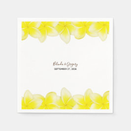 Guardanapo De Papel Casamento com Plumeria Frangipani Amarelo