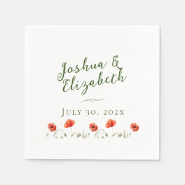 Guardanapo De Papel Casamento com Poppies Modernos Minimalistas