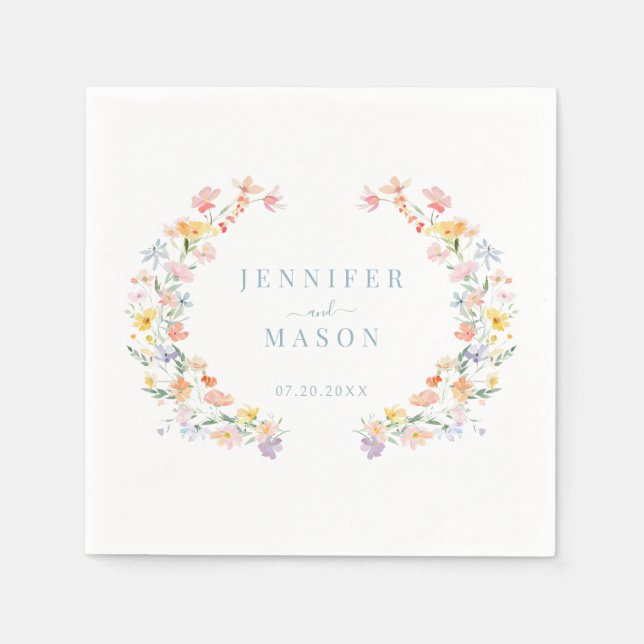 Guardanapo De Papel Casamento com primavera Meadow Wildflower Garden (Frente)