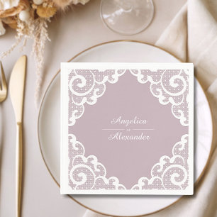 Guardanapo De Papel Casamento com rendas brancas