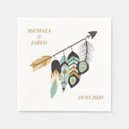 Guardanapo De Papel Casamento com Seta de Teal Feather