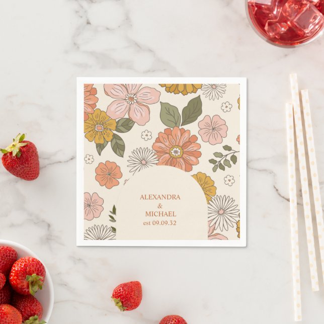 Guardanapo De Papel Casamento com Tons Mogados Pensados do Retro Groov (Insitu)