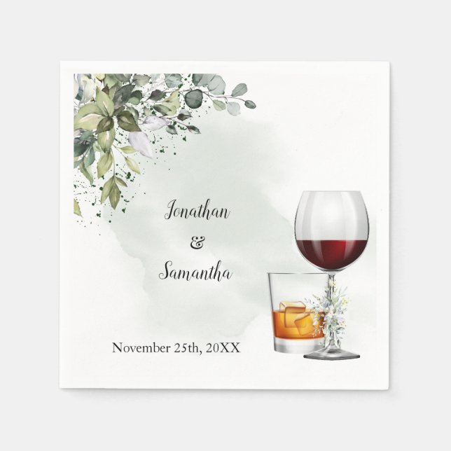 Guardanapo De Papel Casamento com Vinho Eucalipto e Bourbon (Frente)