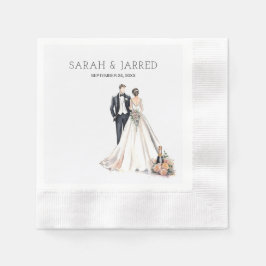 Guardanapo De Papel Casamento com Watercolor Newlyweds