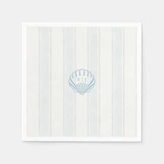 Guardanapo De Papel Casamento Concha Marinha Azul Costeira