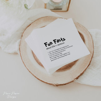 Guardanapo De Papel Casamento Coquetel Napkins com Fatos Divertidos!