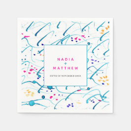 Guardanapo De Papel casamento cor-de-rosa com laranja-rosa com ondas t