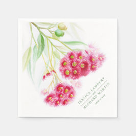 Guardanapo De Papel Casamento cor-de-rosa com rosca-vermelha eucalipto