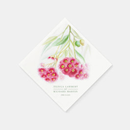 Guardanapo De Papel Casamento cor-de-rosa com rosca-vermelha eucalipto