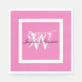 Guardanapo De Papel Casamento Cor-de-Rosa Encantador Monograma Branco