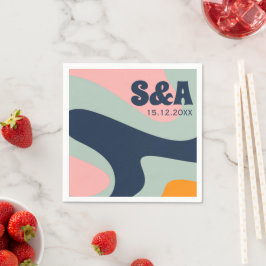 Guardanapo De Papel Casamento cor-de-rosa-laranja azul-rosa Pia-Cor-de