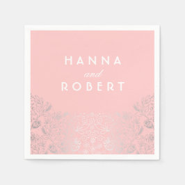 Guardanapo De Papel Casamento Cor-de-rosa no interior da prata