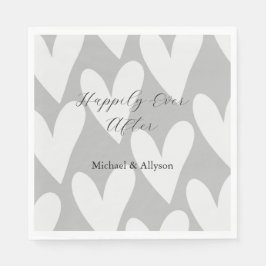 Guardanapo De Papel Casamento Corações Brancos Cinza