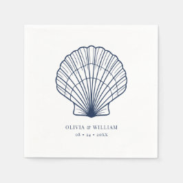Guardanapo De Papel Casamento Costeiro Azul do Marinho de praia de Sea